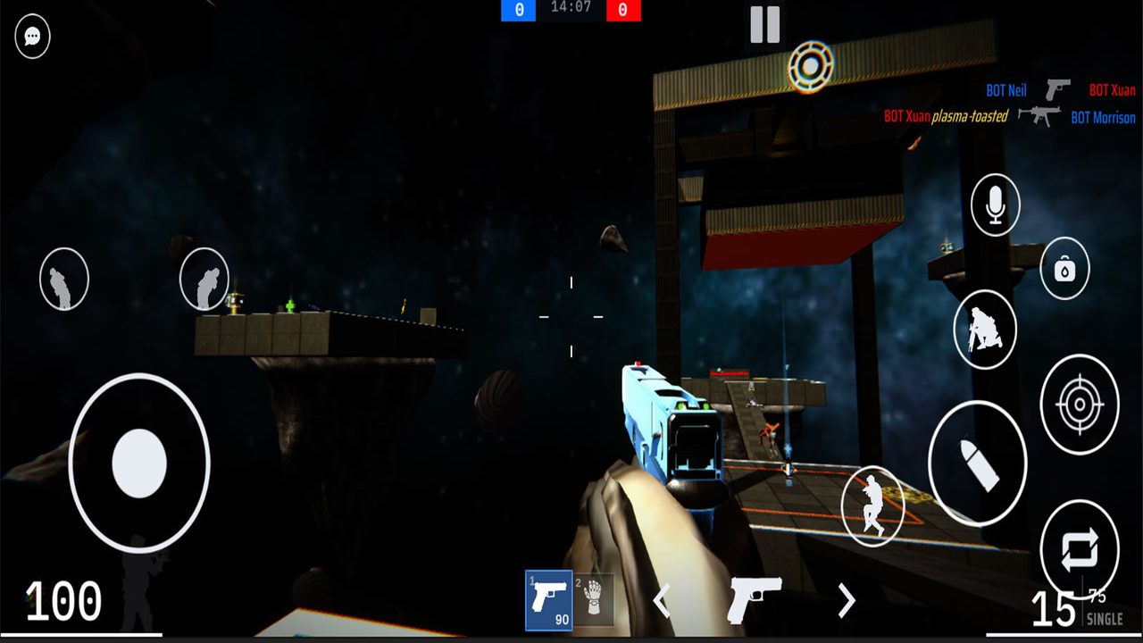 GridFire gameplay in a floating space arena